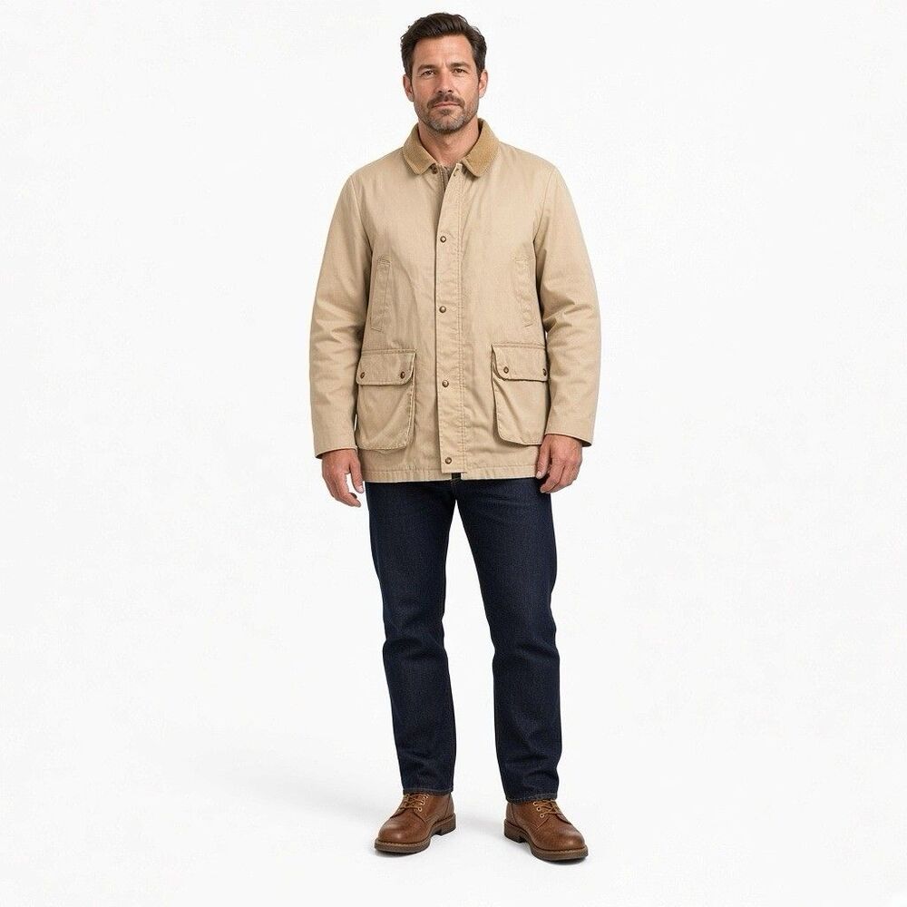 Vintage William Barry Campgrounds Jacket Mens XL Beige Lined Barn Coat USA Made